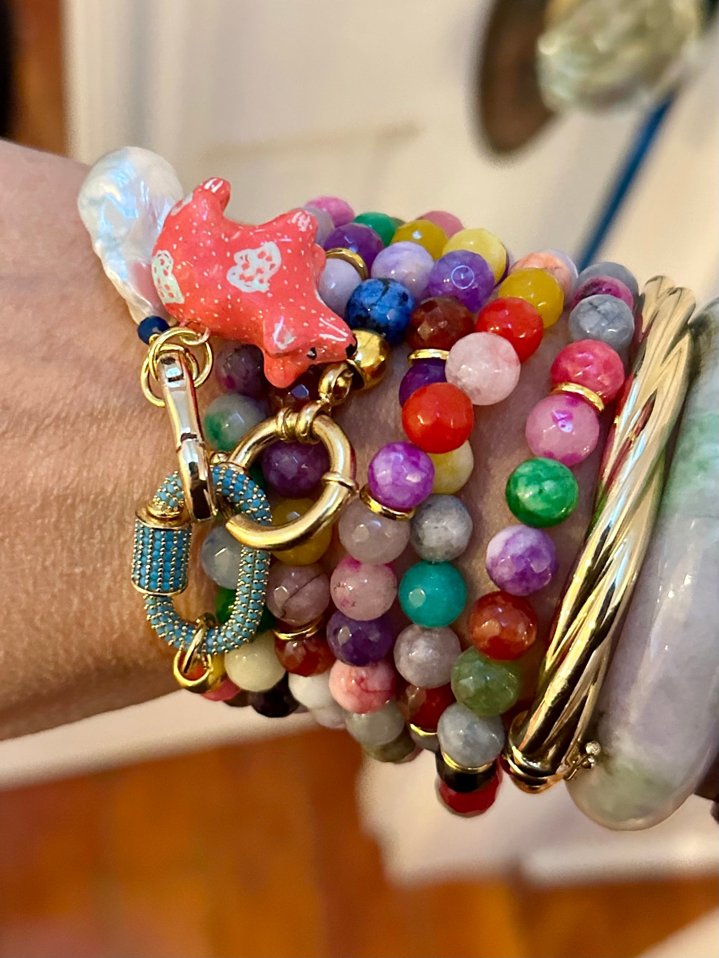 Multi-color Beaded Gem Necklace