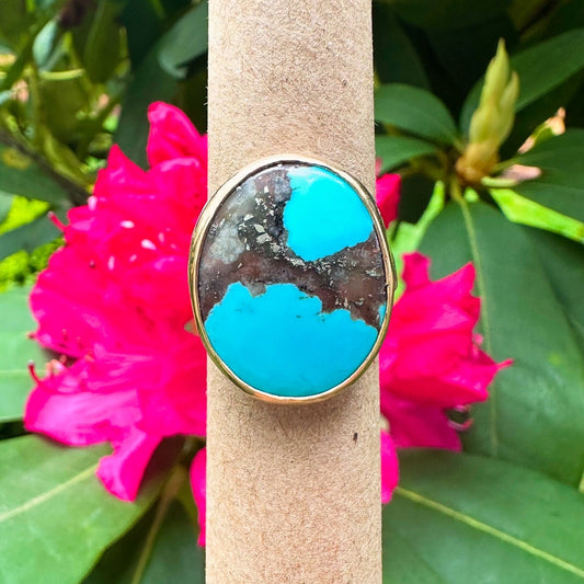 Turquoise 14k and Fine Silver Ring