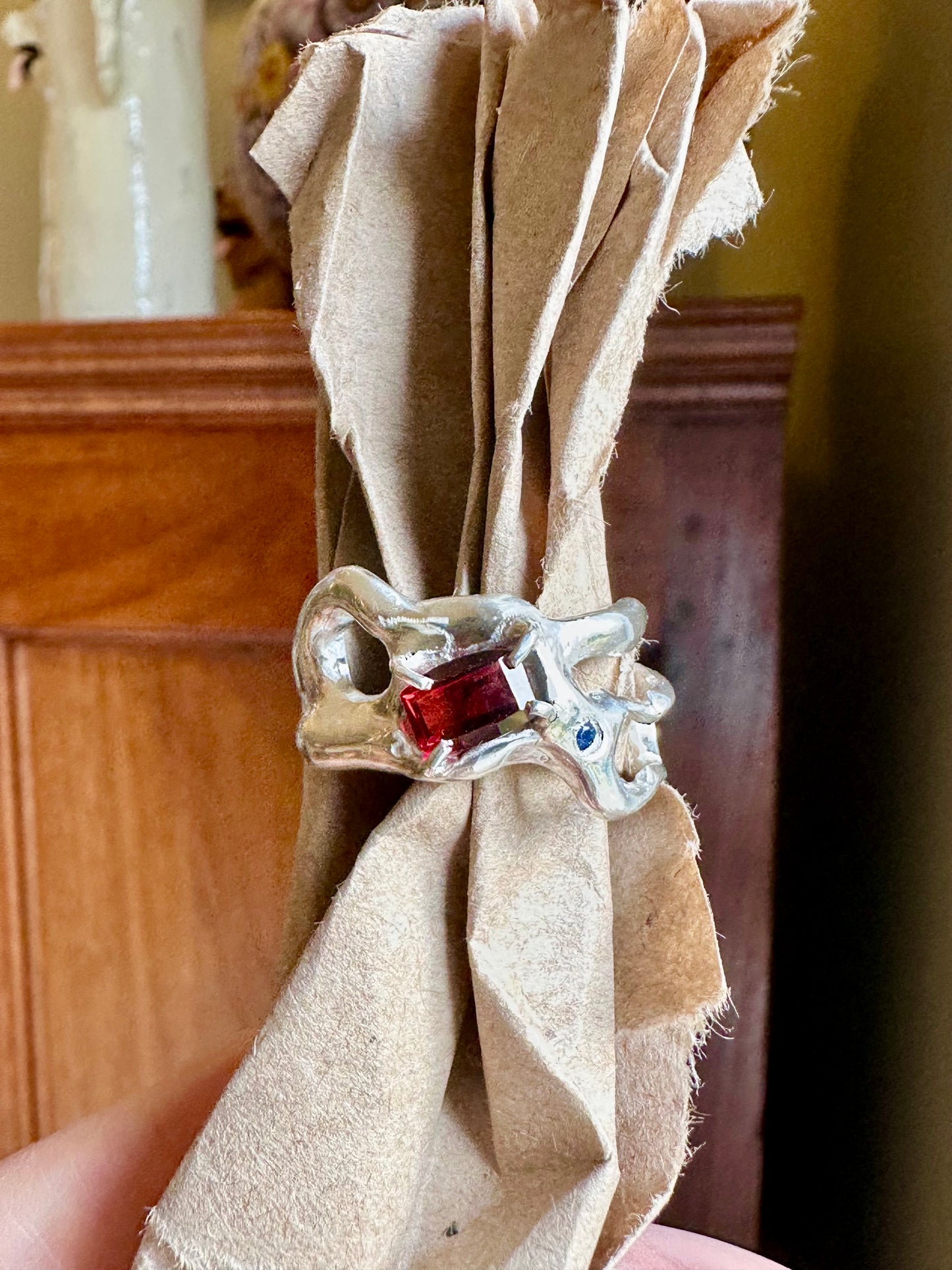 Recycled Silver and Garnet Ring
