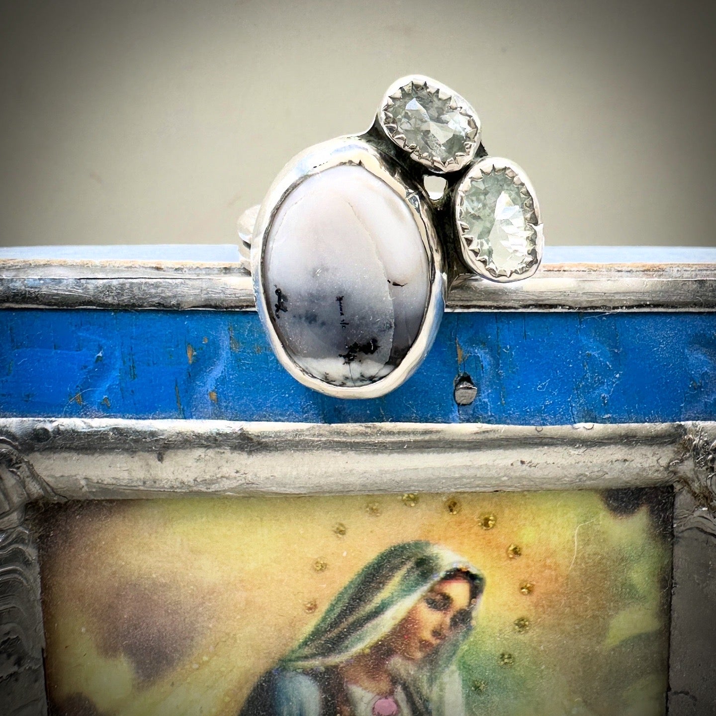 Snowball Chalcedony and Aquamarine