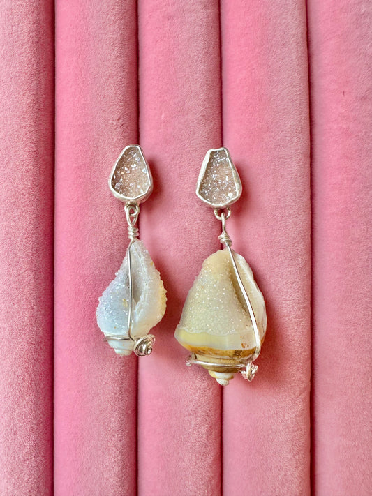 Fossilized Drussy Earrings (bottom earrings)