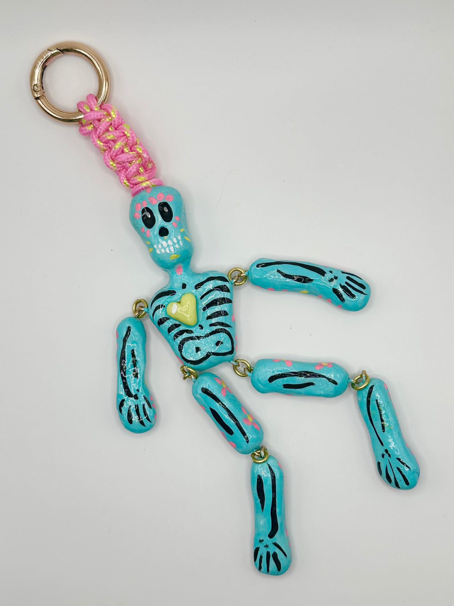 Skeleton Charms - Blue with Yellow Heart