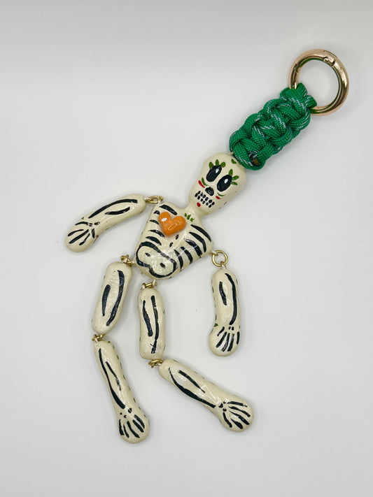 Skeleton Charms - Cream with Orange Heart