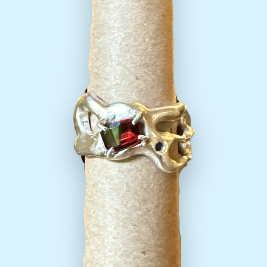 Recycled Silver and Garnet Ring