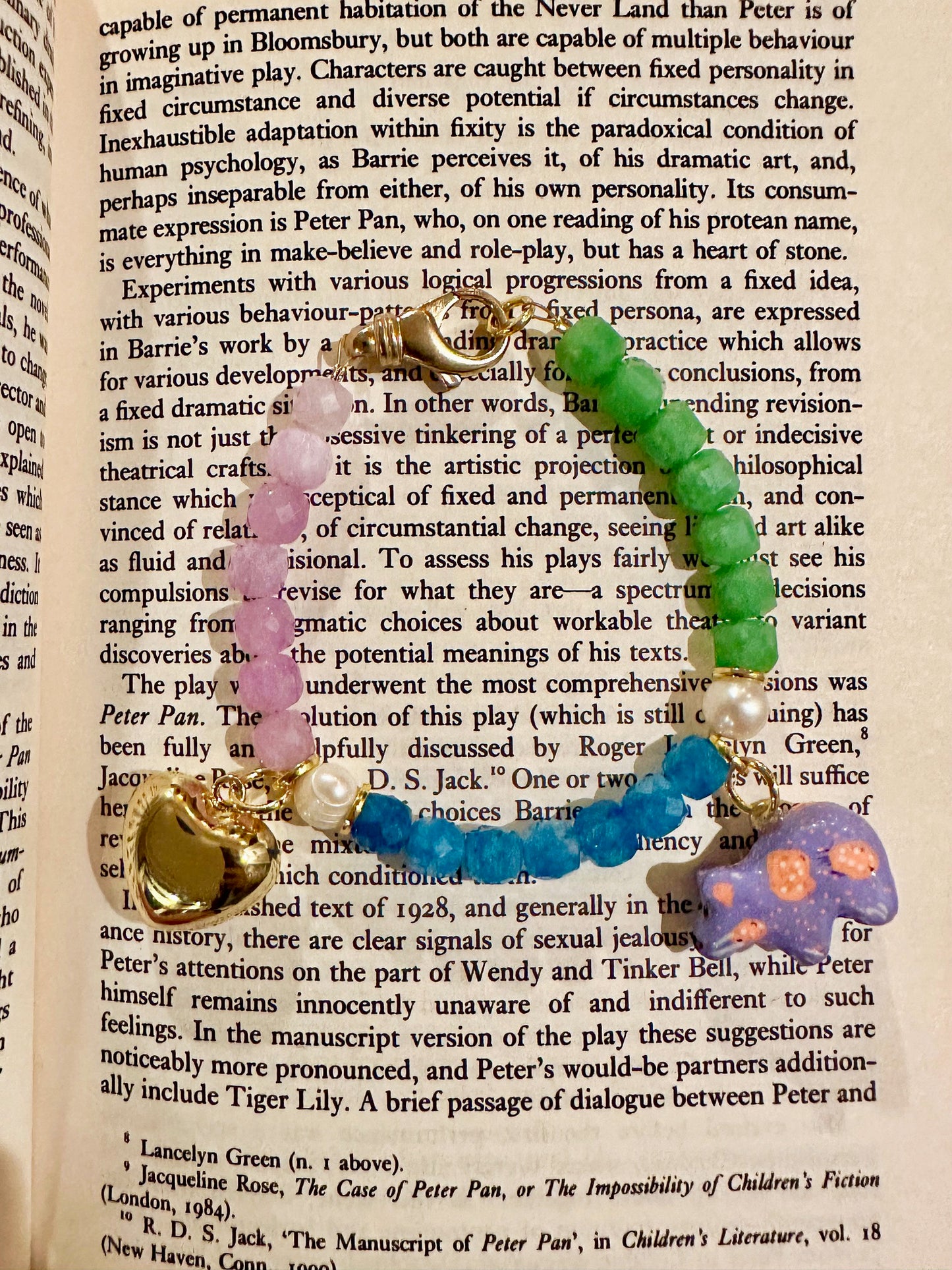 Multi Colored Raw Cut Gem Bracelet with Purple Bear