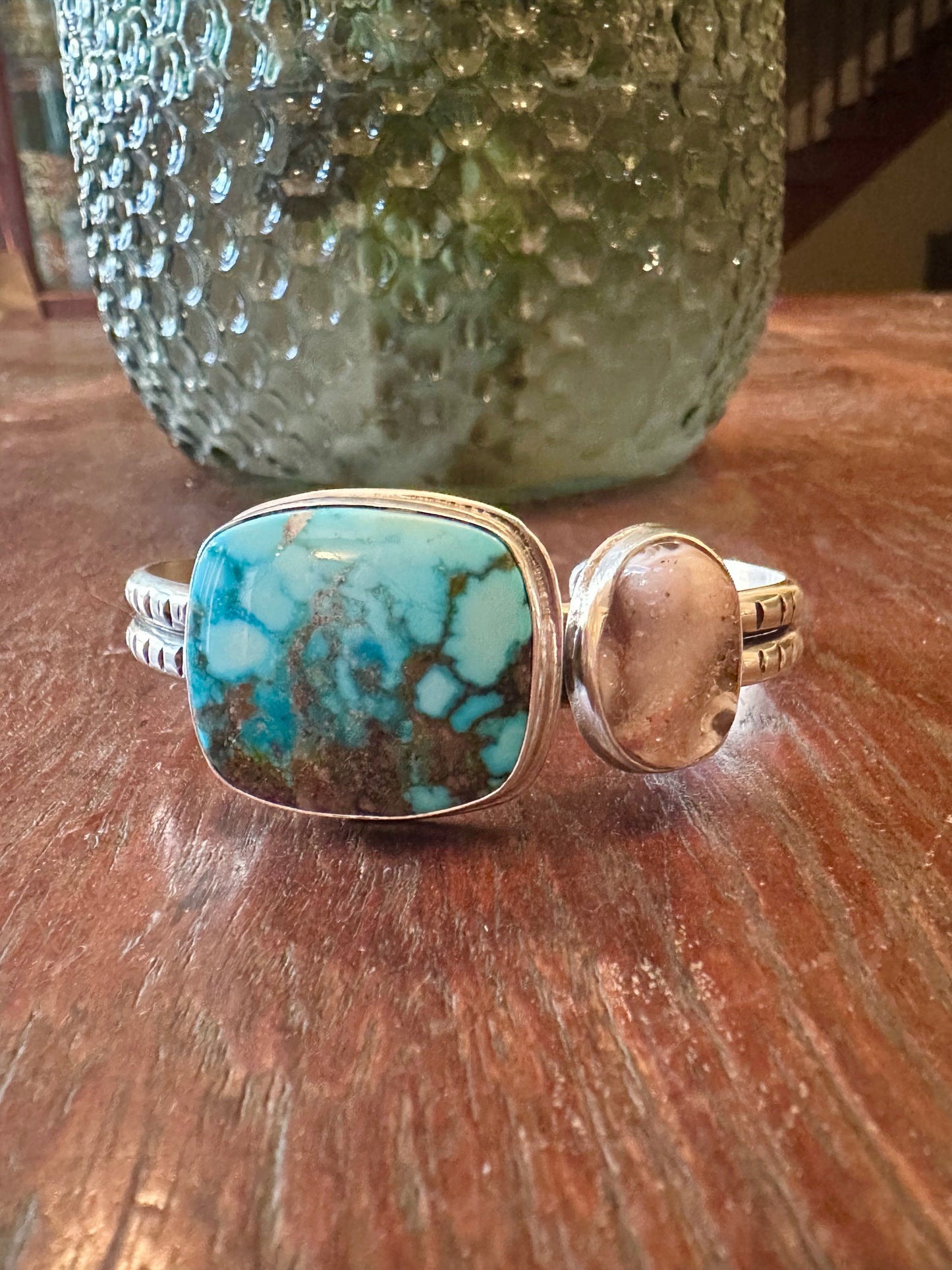Kingman Turquoise & Drusy Sterling Silver Cuff