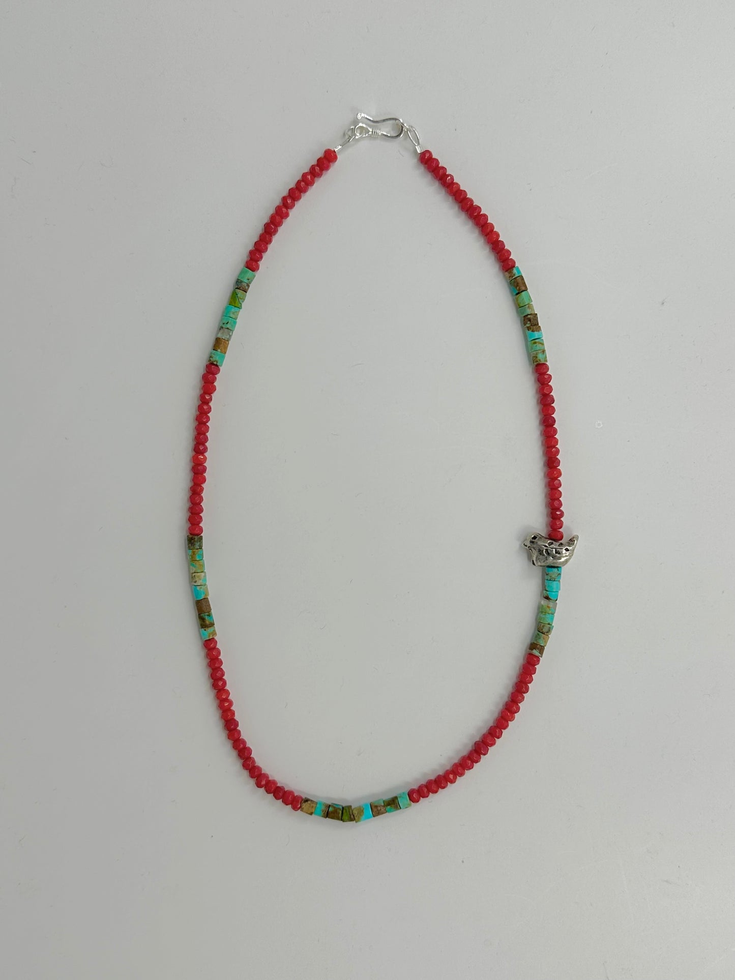 Kingman Heishi and Red Coral with Silver Bird