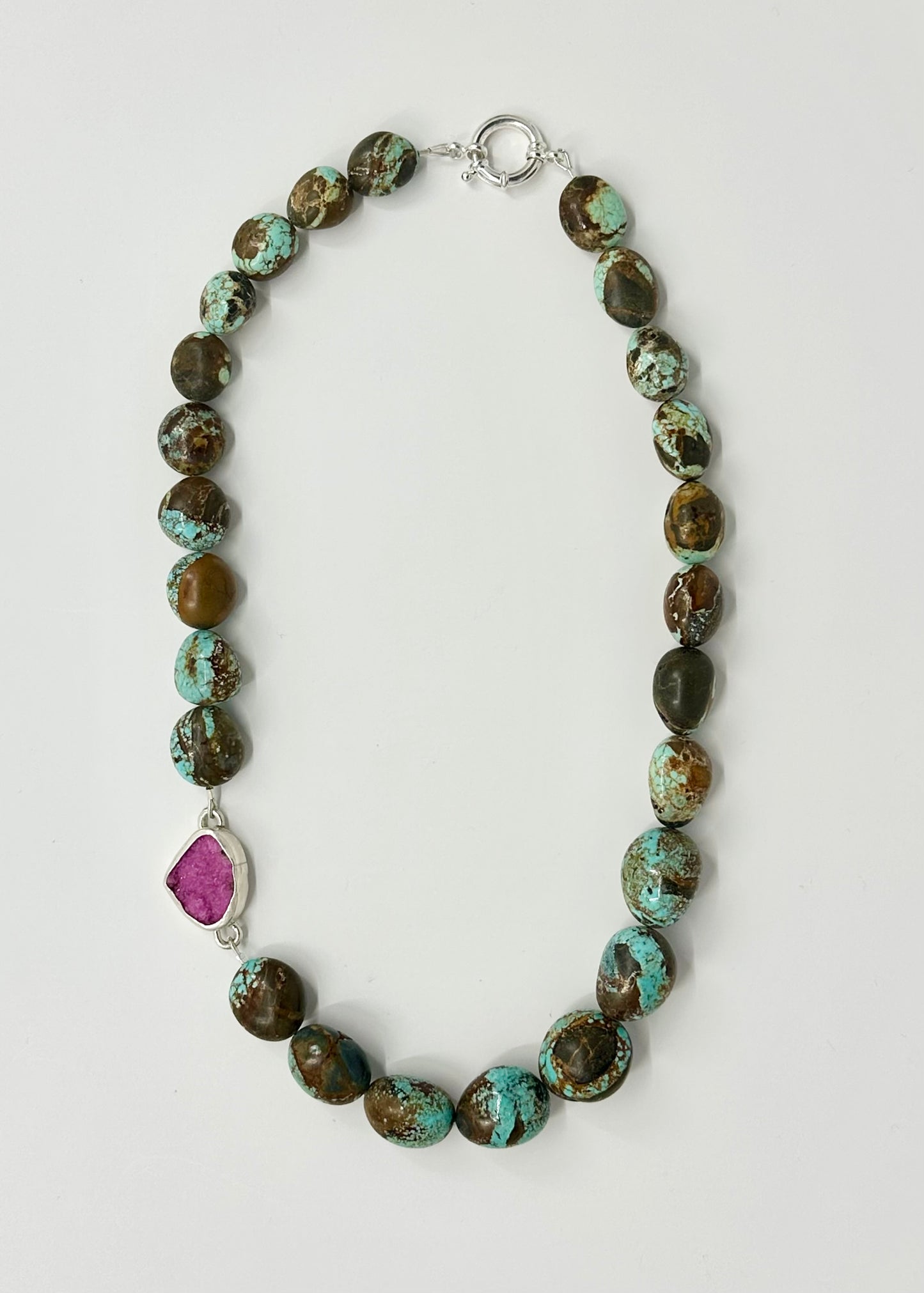 Earthy Green Turquoise and Pink Cobalto Calcite
