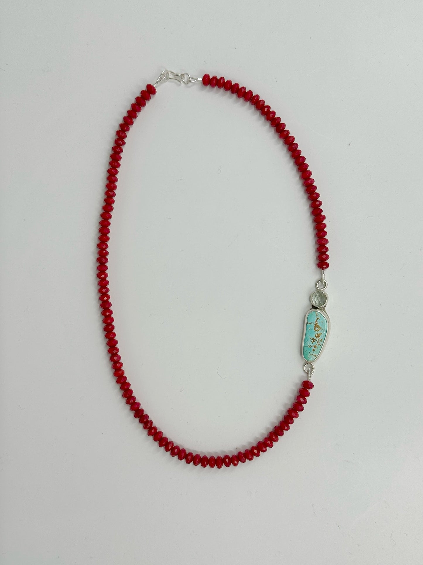 Red Coral with Sierra Nevada Turquoise and Prasiolite