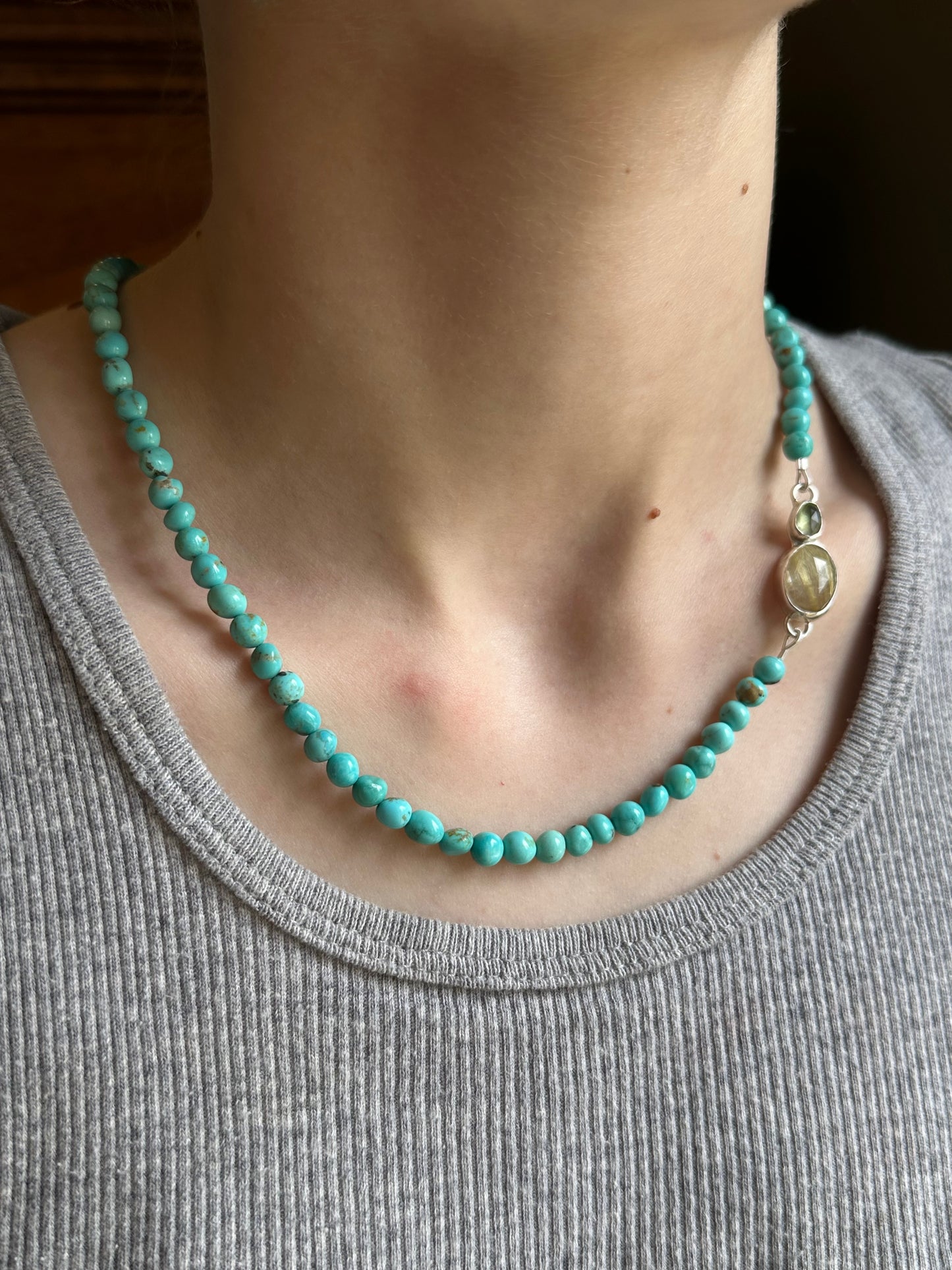 Sonoran Gold Turquoise with Peridot and Golden Rutilated Quartz