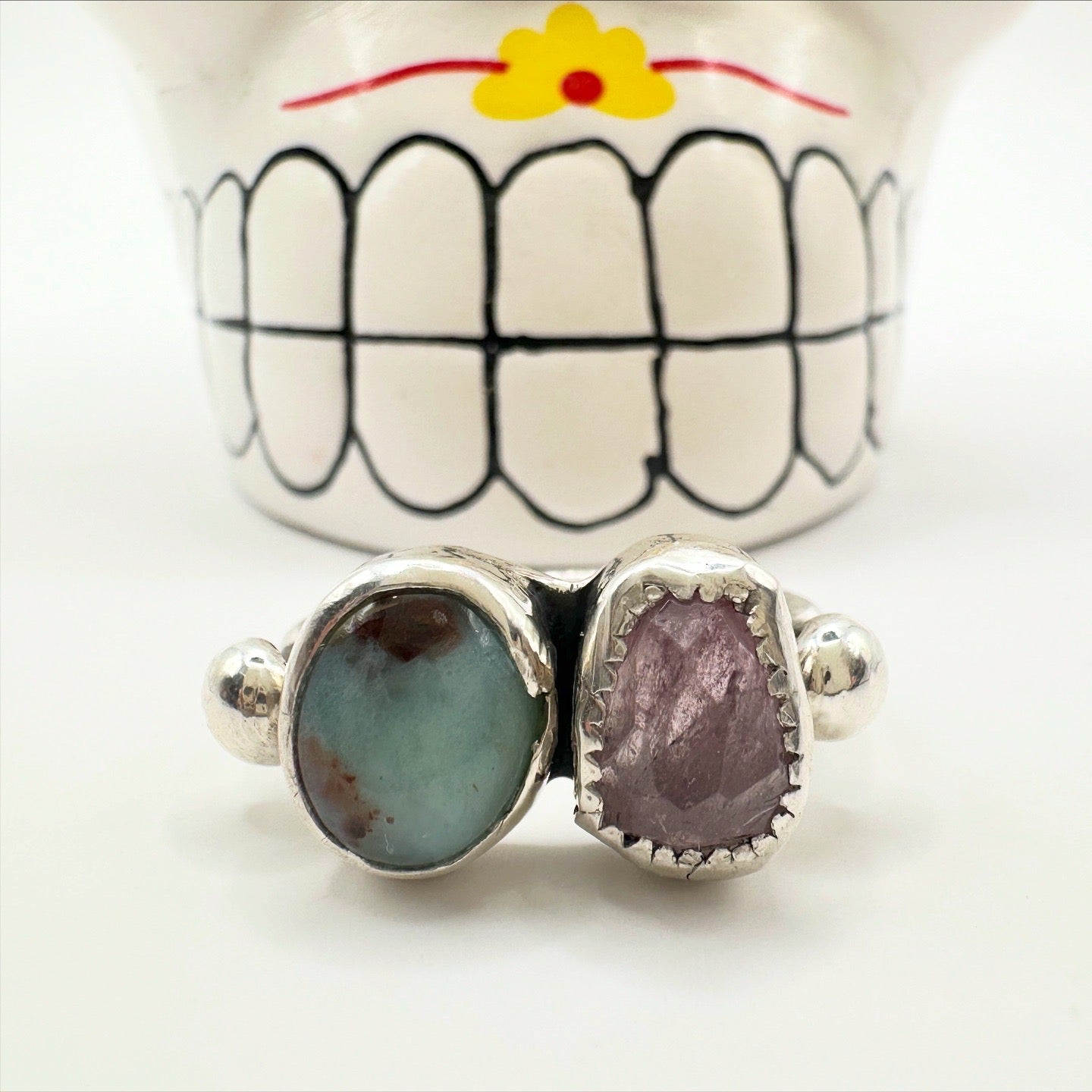 Aqua Blue Chalcedony and Pink Tourmaline