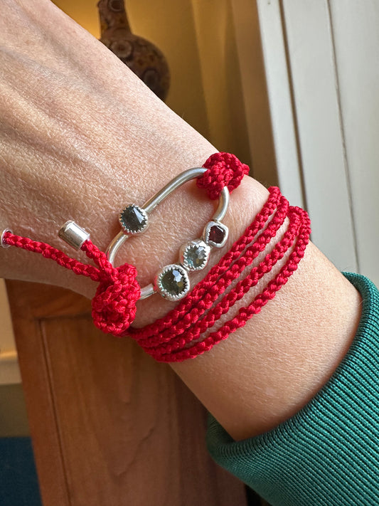 Blue and Green Tourmalines and Garnet Carabiner