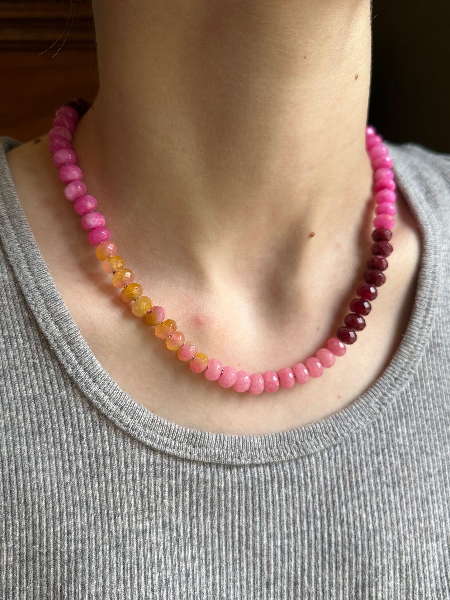 Dyed Jade Rondelle Pinks