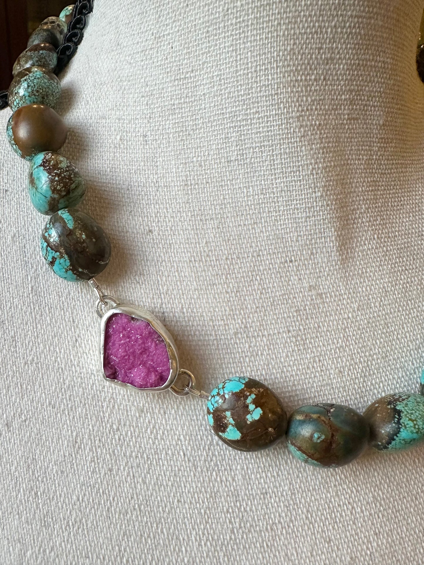 Earthy Green Turquoise and Pink Cobalto Calcite