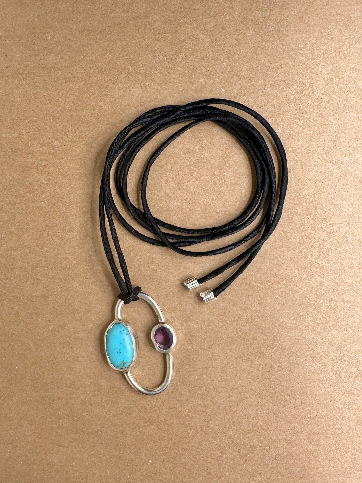 Faux Carabiner - Turquoise and Amerhyst