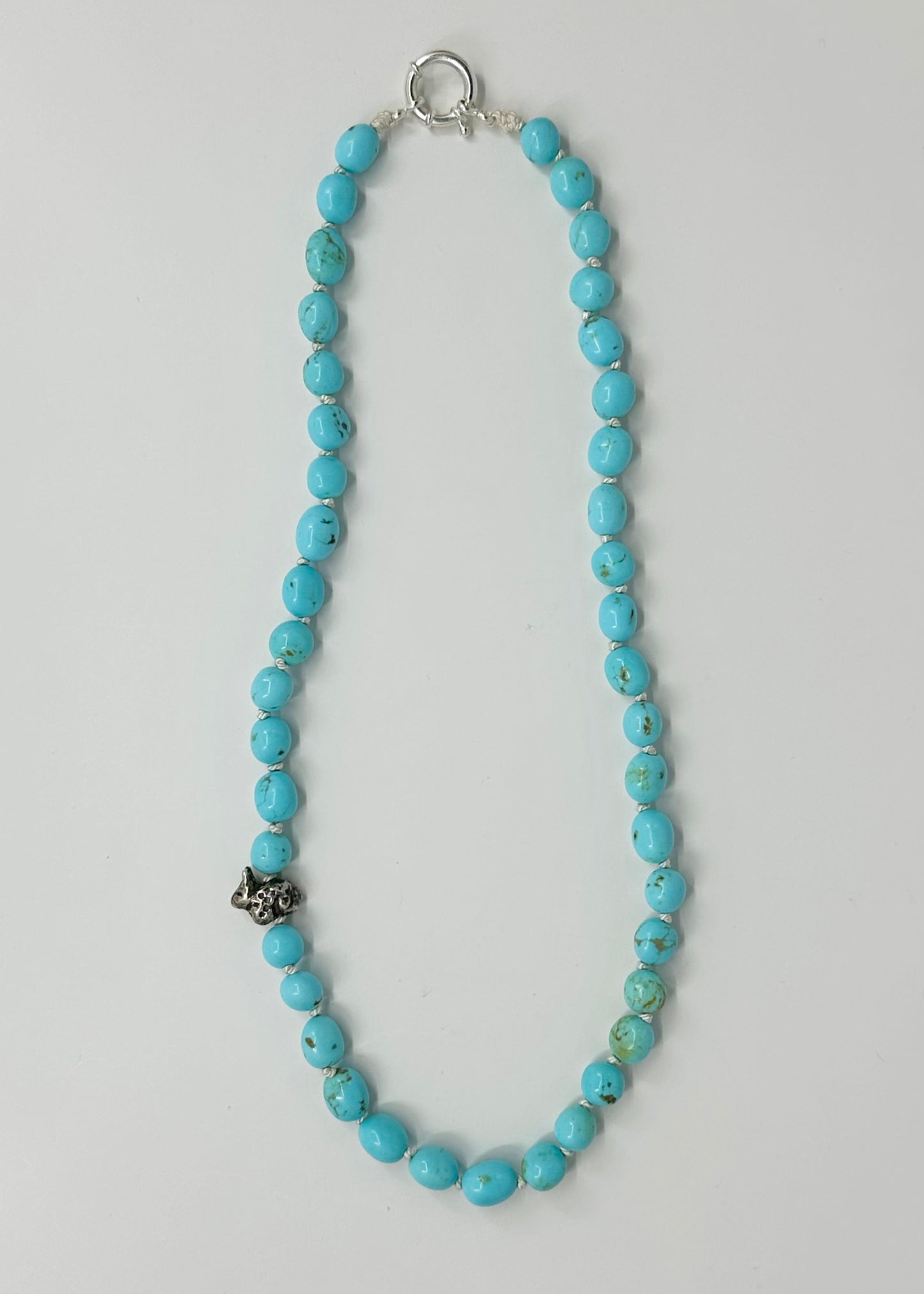 Soft Blue Turquoise with Silver Rabbit