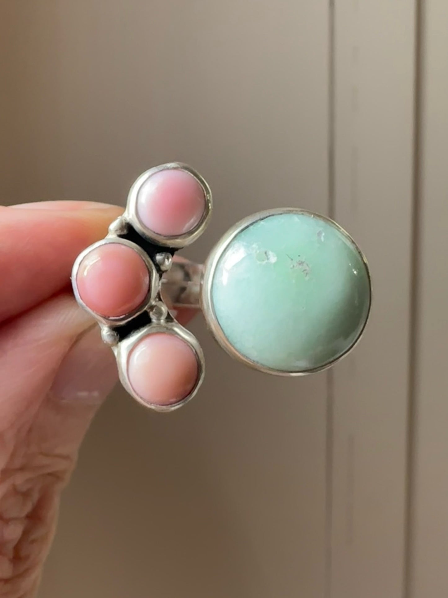 Mint & Kisses Ring (Palomino and Pink Conch)