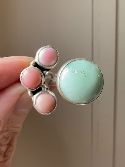 Mint & Kisses Ring (Palomino and Pink Conch)