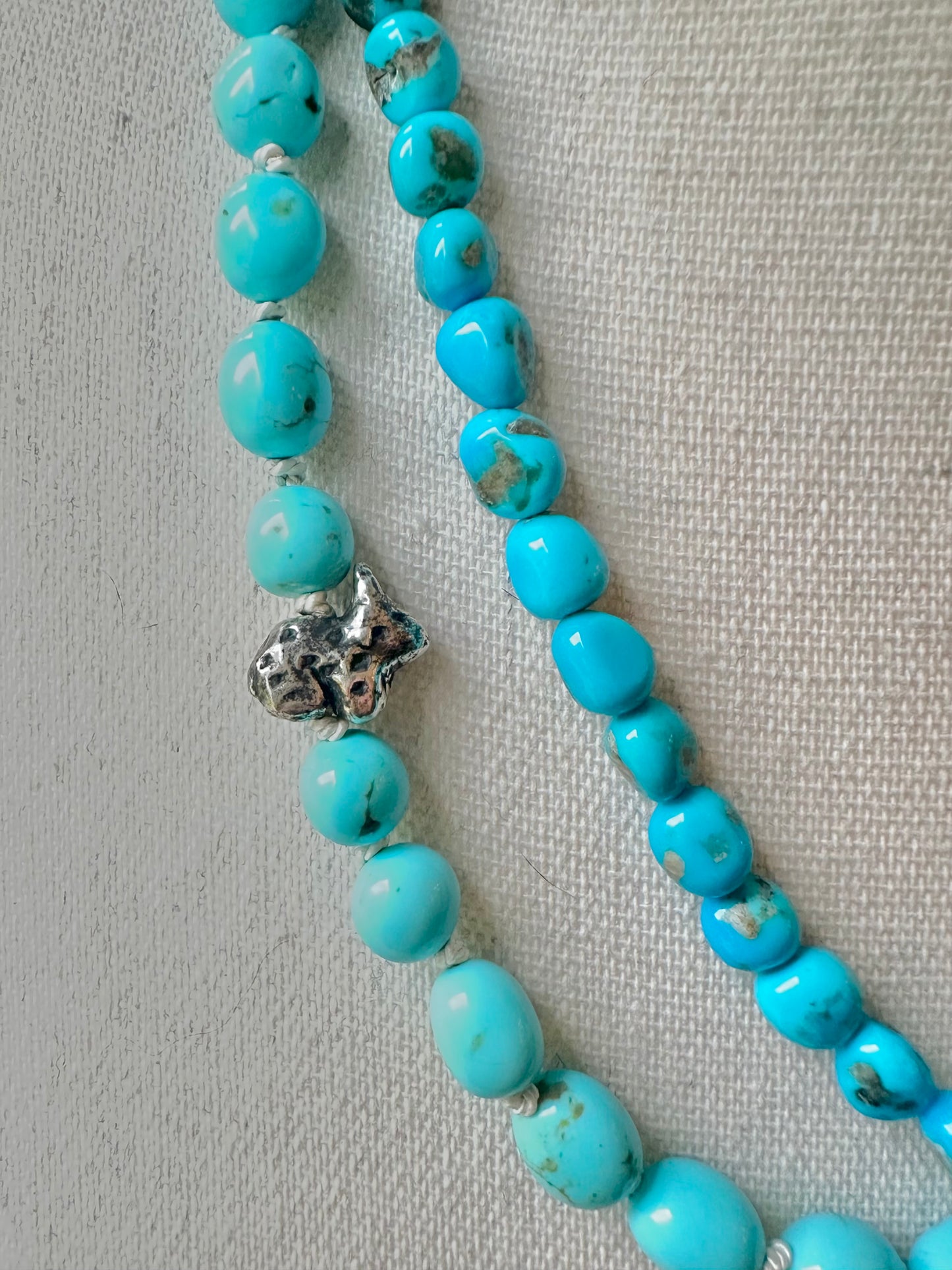 Soft Blue Turquoise with Silver Rabbit