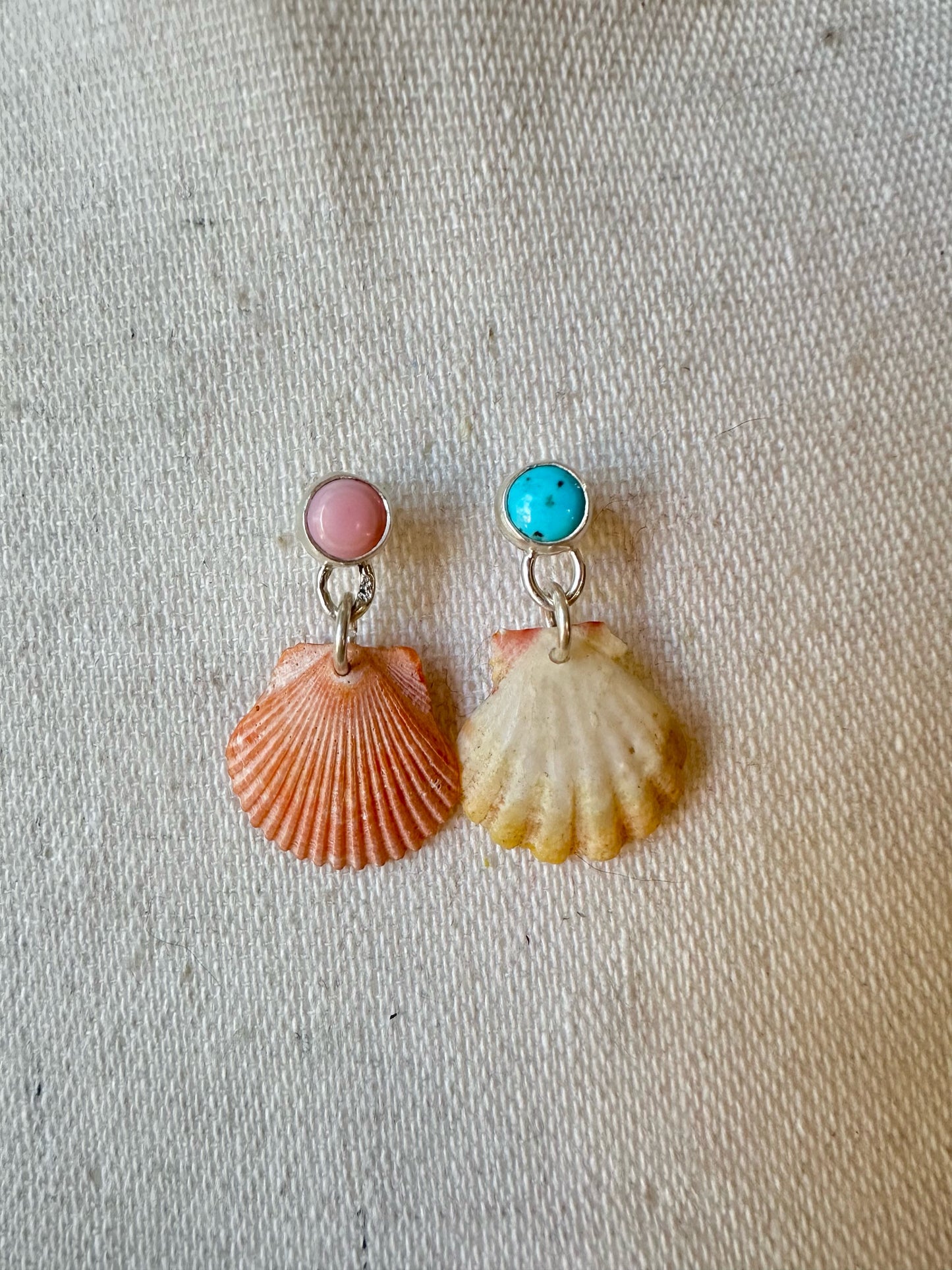 Pink Conch & Turquoise Shell Earrings