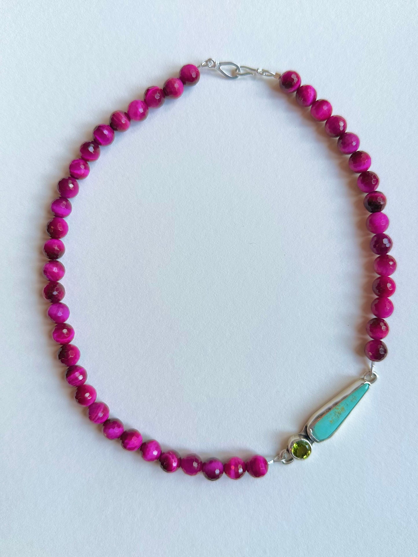 Pink Tiger Eye with Turquoise and Peridot