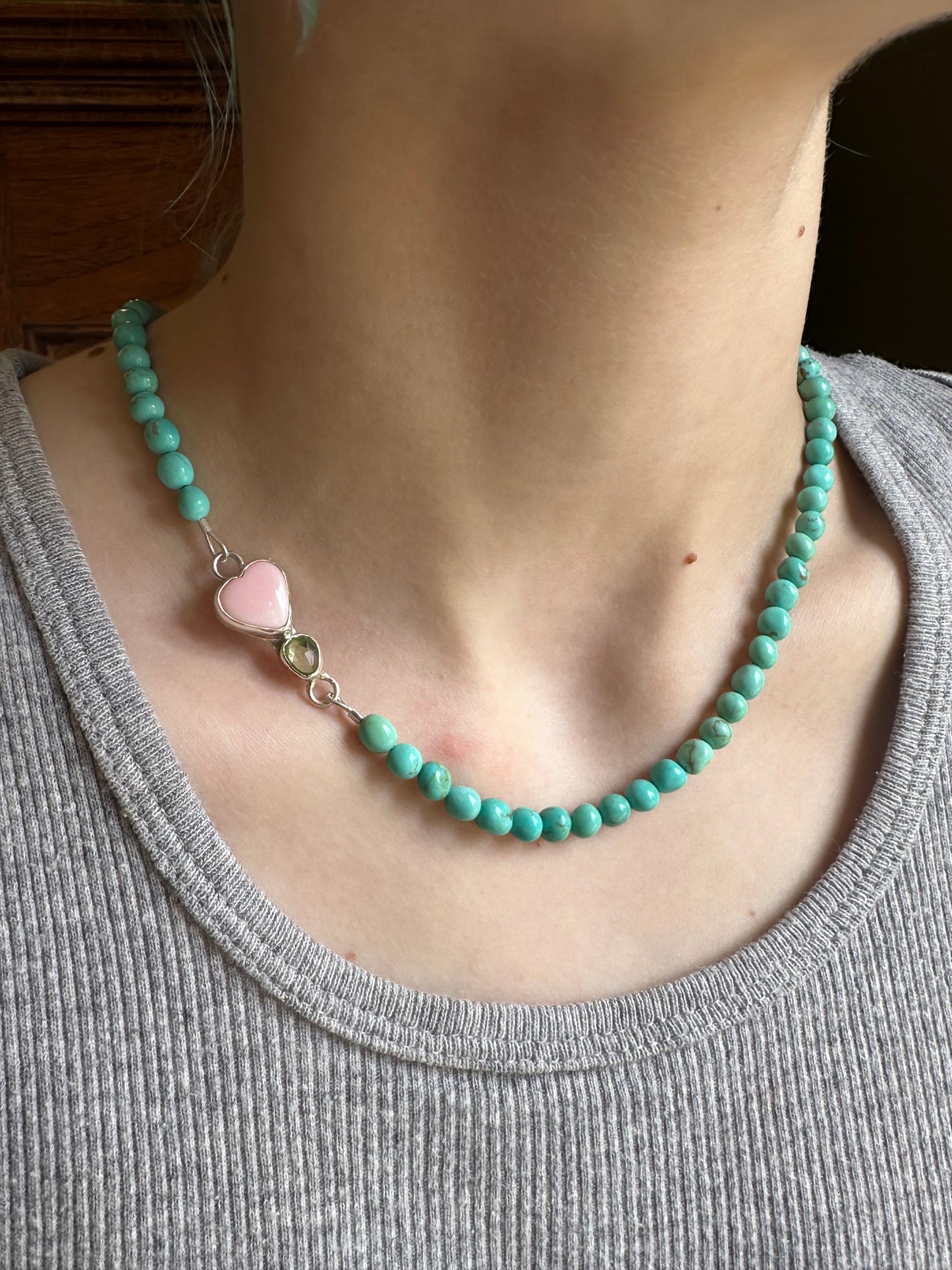 Sonoran Gold Turquoise with Pink Conch and Peridot