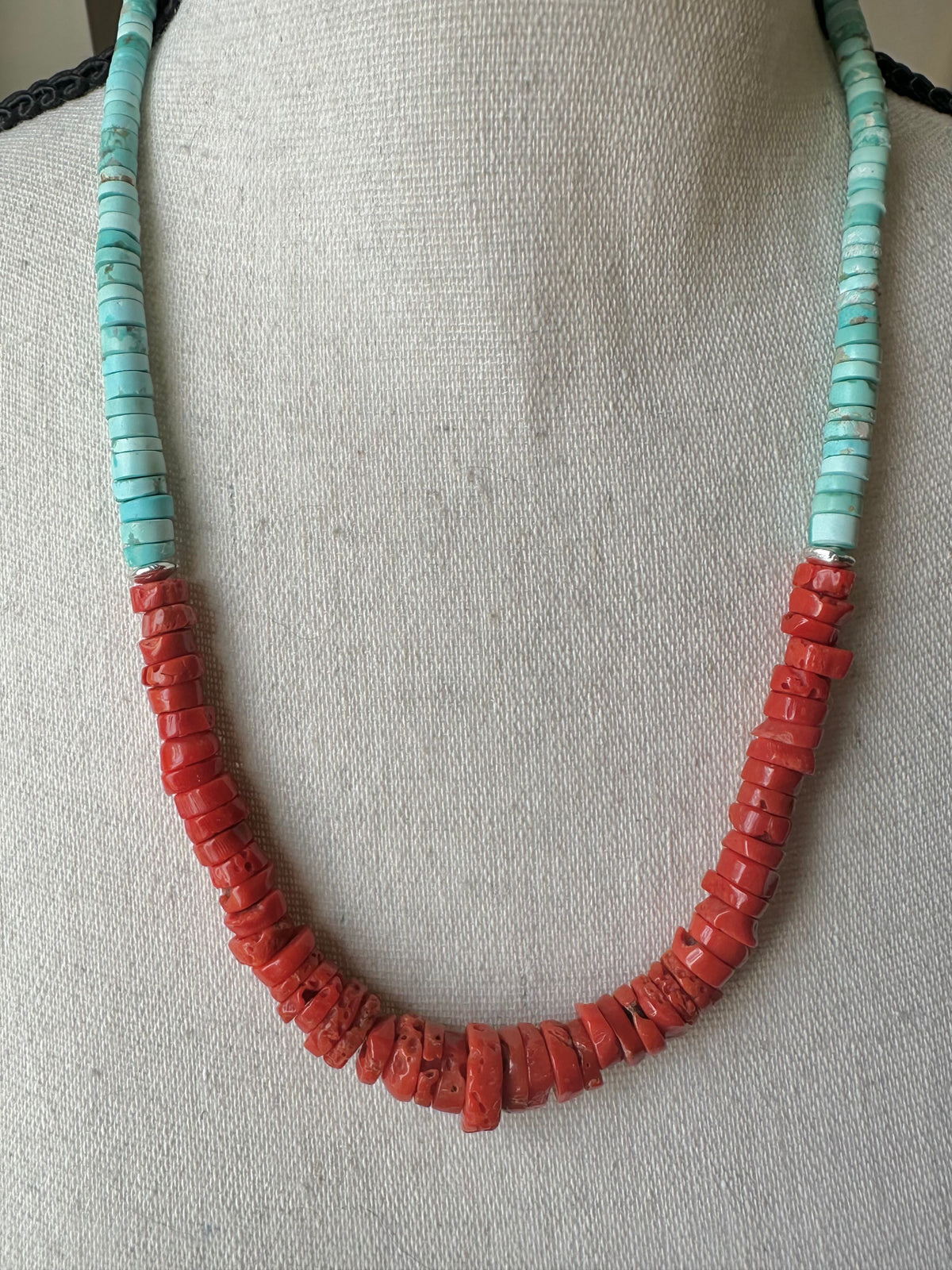 Natural Italian Coral & Fox Turquoise Necklace