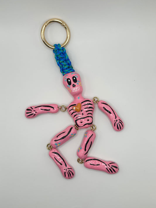 Skeleton Charms - Hot Pink with Orange Heart