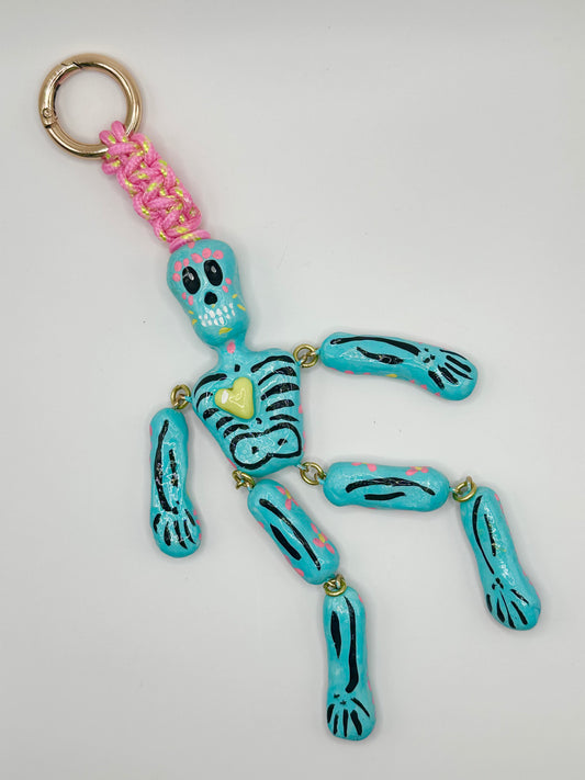 Skeleton Charms - Blue with Yellow Heart
