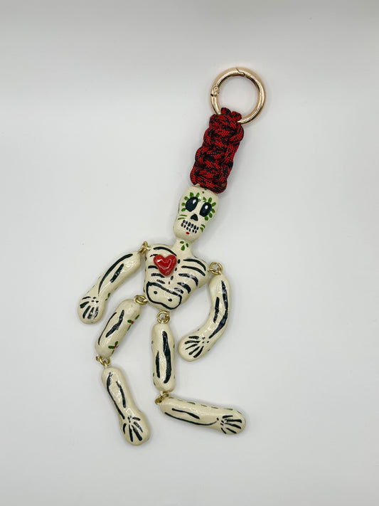 Skeleton Charms - Cream with Red Heart