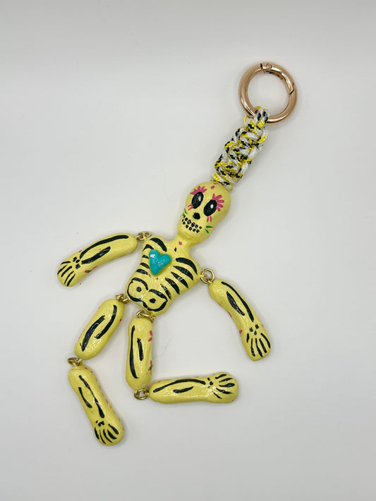 Skeleton Charms - Yellow with Blue Heart