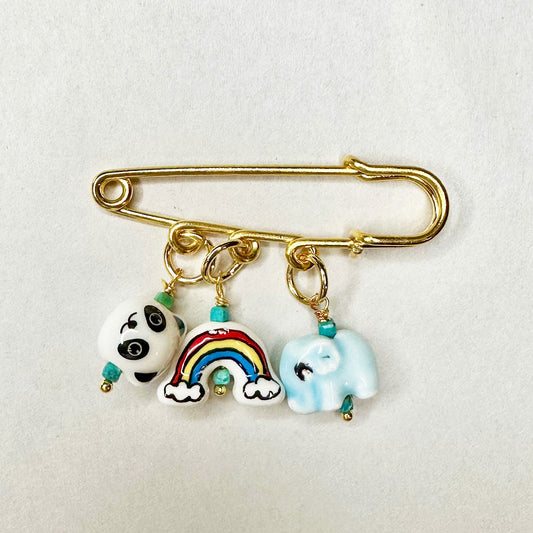 Ceramic Panda, Rainbow, and Elephand