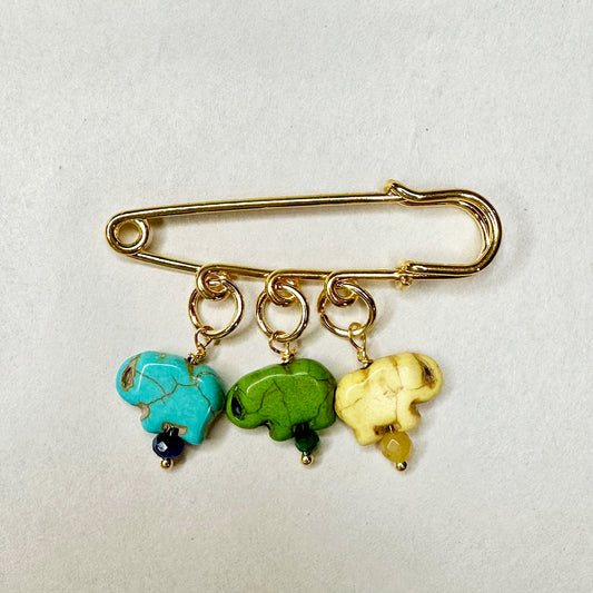 Family of Elephants Yellow Green Blue