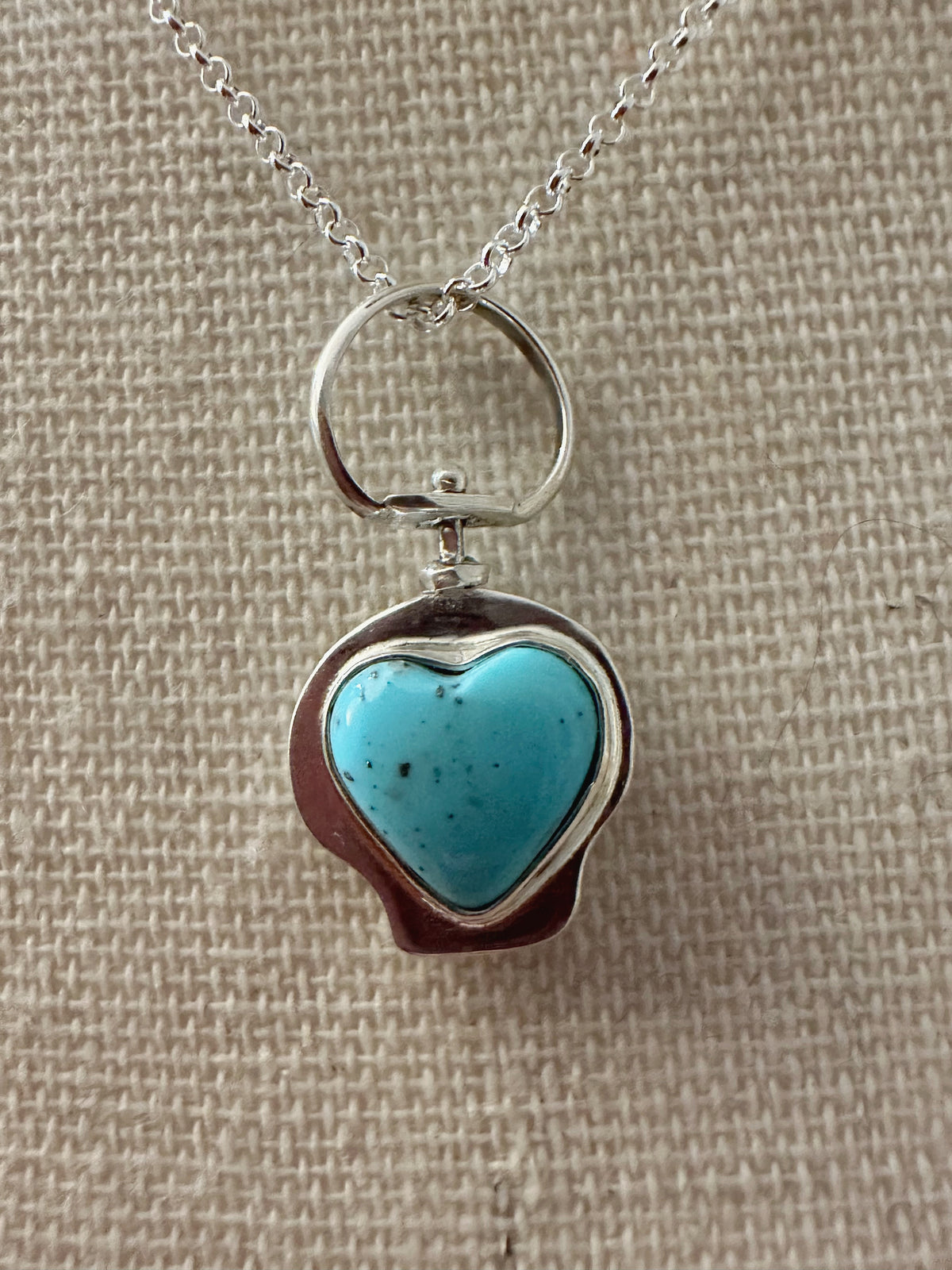 Día de los Muertos Light Pink Sugar Skull & Turquoise Heart Pendant