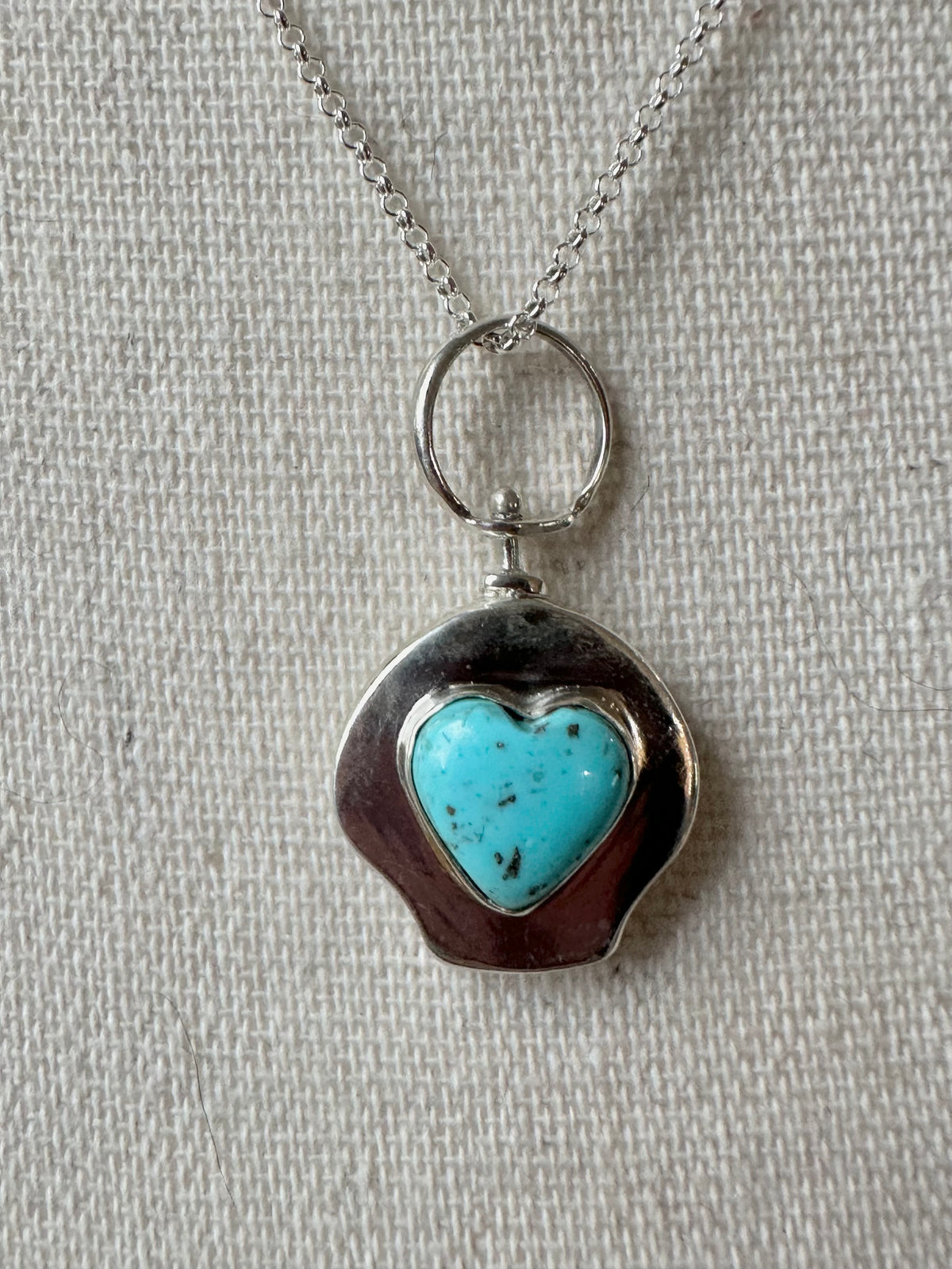 Día de los Muertos Light Blue Sugar Skull & Turquoise Heart Pendant